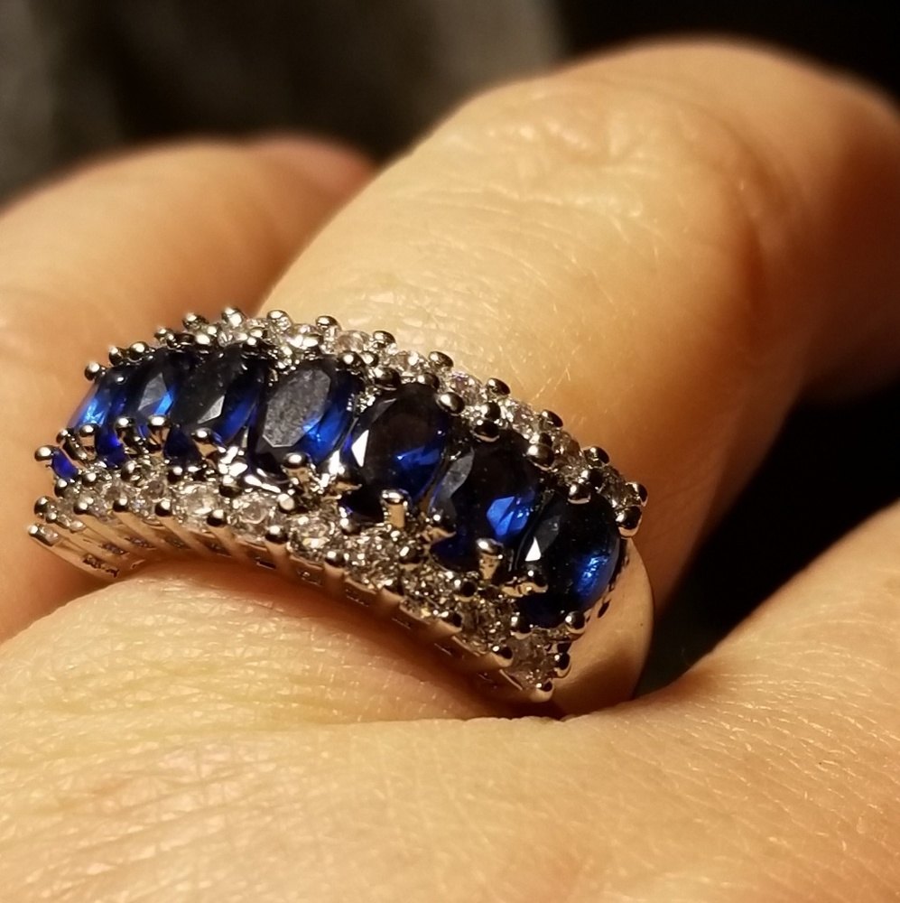 Sterling Silver Blue Saphirre Channel Ring Size 6 - Picture 6 of 8
